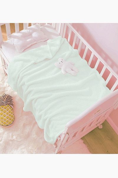 Bundera Nomi Baby Blanket White Newborn Baby Crib Stroller Swaddle Plush Blanket 100x120 Cm