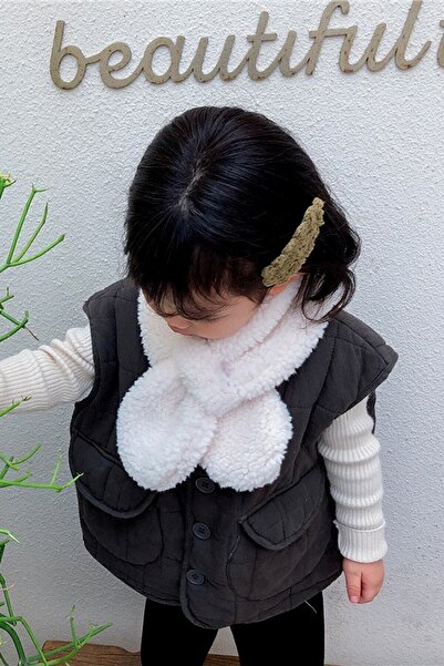 Bundeba Woof White Children's Scarf Plush Camisole Windproof Fleece Neck Collar Shawl