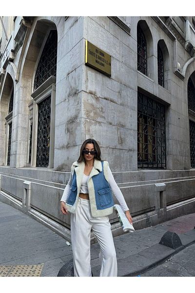 BESTELLA LİFE Дънков елек ZR MODEL с козина отвътре