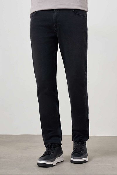 Morven Ανδρικό μαύρο τζιν παντελόνι Jean με 5 τσέπες Dynamic Fit