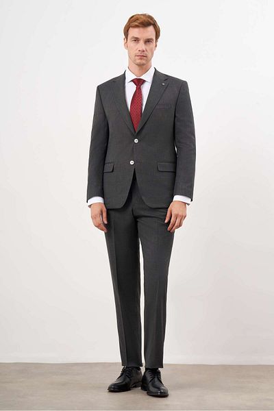 Morven Men's Black Plaid Polyviscon Mono Collar Suit