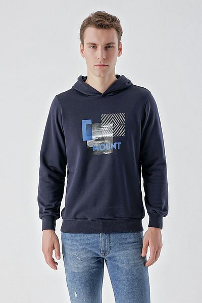 Morven Ανδρικό φούτερ με κουκούλα Navy Blue Trend