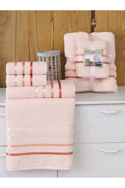 Karna Home Bale 4-Piece Bath Towel Set Light Pink
