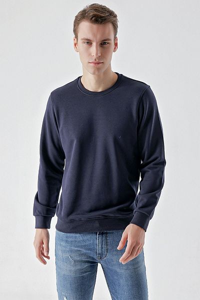 Morven Ανδρικό μπλουζάκι με λαιμόκοψη Navy Blue Basic Crew