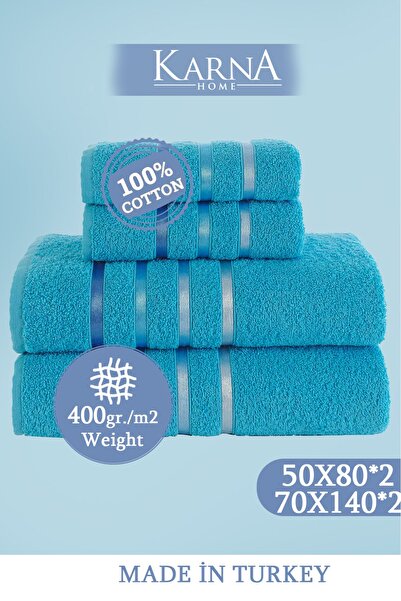 Karna Home Set prosoape de baie din 4 piese Bale Turcoaz