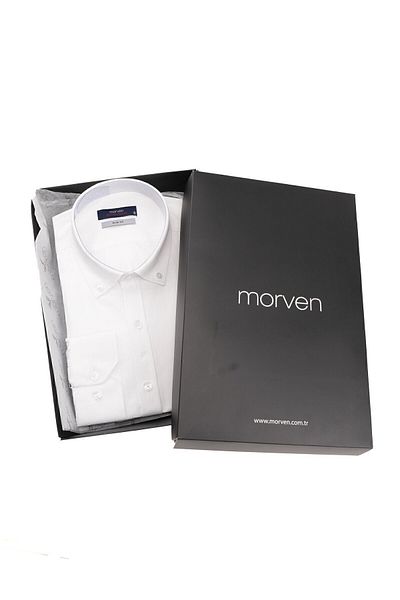 Morven Slim Fit Buttoned Collar Oxford Easy-Ironing Cotton GIFT BOXED Long Sleeve Shirt