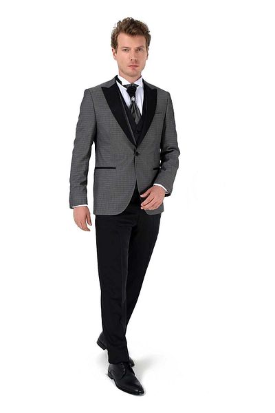 Morven Men's Dark Gray New York Vest Groom Suit