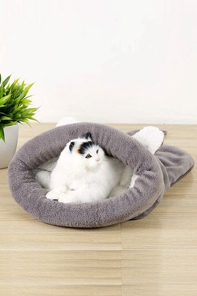 Bundera Bobi Cat Bed Gray Pet Cat Cushion Soft Cat Tunnel Sleeping Bag Bed Kennel