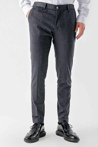 Morven Men's LIGHT GRAY Polyviscon Trend Patterned Slim Fit Classic Trousers