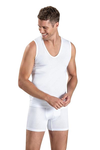 Jiber Men's Deep V-Neck Zero Sleeve Lycra Undershirt Undershirt 117 - 3 Pieces