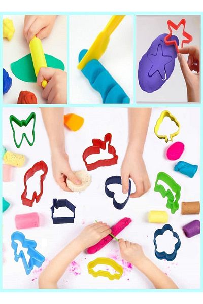 Bundera 15 Piece Educational Toy Mold Set - Play Dough, Cardboard Gift Preschool