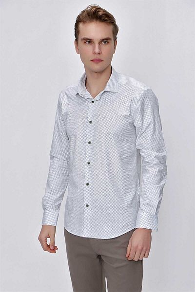 Morven Men's Green Micro Lycra Printed Slim Fit Shirt