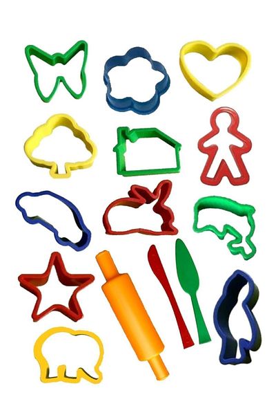 Bundera 15 Piece Educational Toy Mold Set - Play Dough, Cardboard Gift Preschool