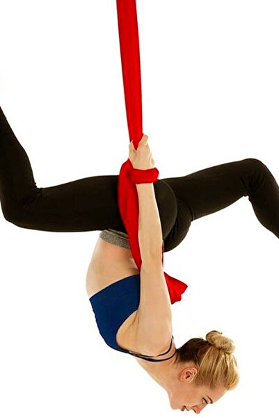 Bundeba أرجوحة اليوغا الحمراء - تمرين بيلاتيس للياقة البدنية مع تعليق على السقف وبدون سحب