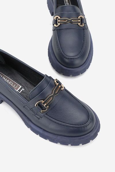 TUNAELLİ Lofer de damă bleumarin - piele naturală, cataramă, mărime 36-41
