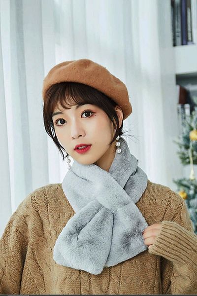 Bundeba Welsoft Plush Scarf Scarf Windproof Fleece Neck Collar Shawl
