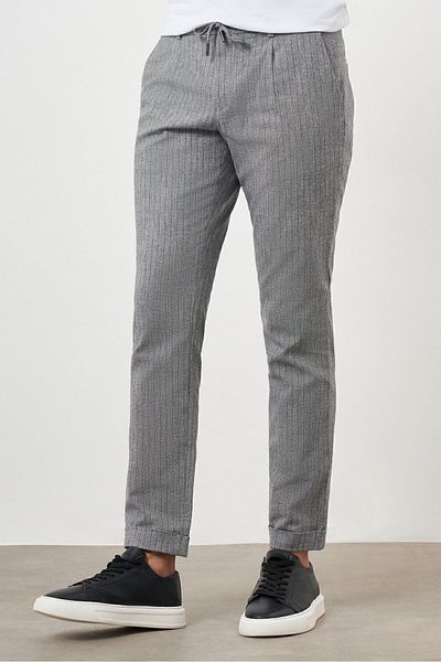 Morven Men's Black Cotton Linen Trend Drawstring Jogger Slim Fit Sports Pants