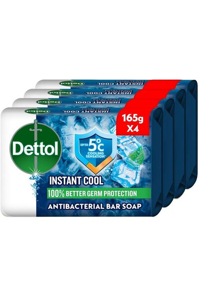 Dettol Cool Anti-Bacterial Bathing Soap Bar Menthol & Eucalyptus Fragrance m165g - Pack of 4