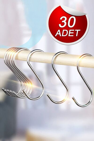 Bundeba Metal S Hook 30 Pieces Cup Mug Hanger Stainless Steel Hook Kitchen Bathroom Utensil Organizer