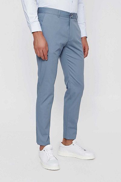 Morven Men's Blue Summer Dobby Cotton Side Pocket Slim Fit Slim Fit Trousers