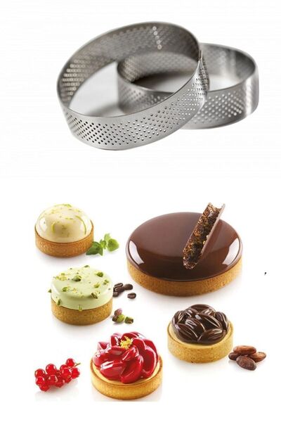 WorkAsist قالب تارت دائري مثقوب - طقم من قطعتين - قطر 8 سم