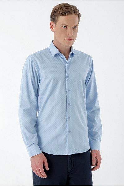 Morven Cămașă pentru bărbați A. BLUE Trend Stripe Board cu guler italian Slim Fit