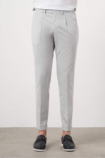 Morven Men's Gray Polyviscose Trend Pleated Slim Fit Sports Trousers