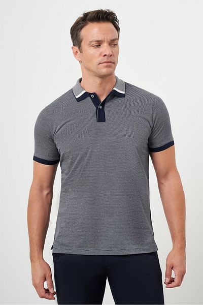 Morven Ανδρικό μπλουζάκι με γιακά πόλο Navy Blue Trend Dynamic Fit