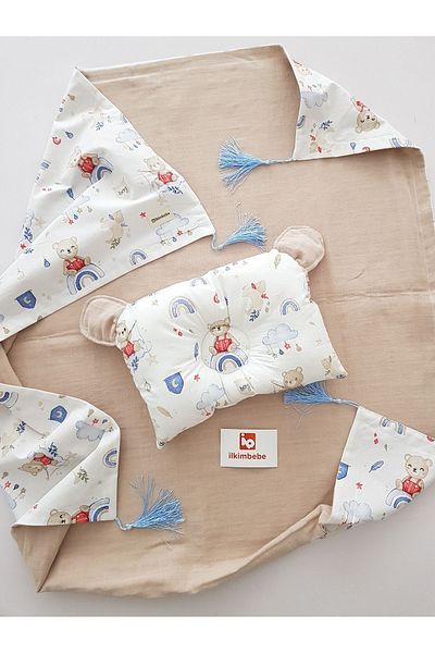 ilkimbebe Teddy Bear Muslin Baby Blanket - Rainbow Pillow