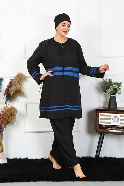 Akbeniz Μαύρο μαγιό Hijab μεγάλου μεγέθους - 7xl 8xl 9xl 10xl 55011