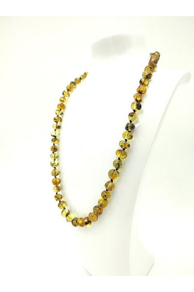 Amber by Mazukna 45 Cm Free Cut Brown Drop Amber Necklace - Youth and Adult Certified