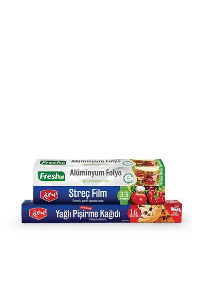 Roll-Up Economical Kitchen Set of 3 Baking Paper Stretch Film Aluminum Foil