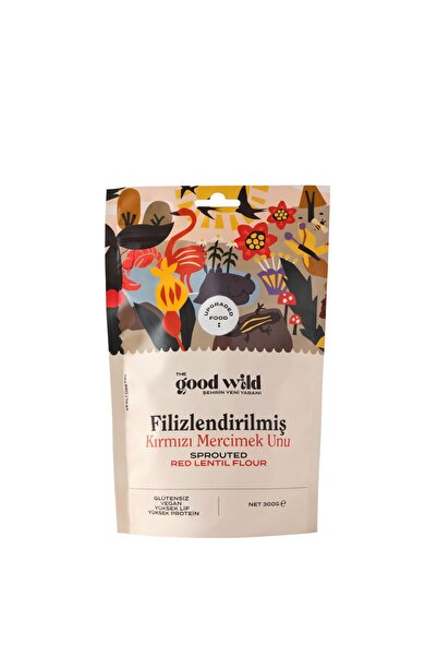 THE GOOD WİLD Filizlendirilmiş Kırmızı Mercimek Unu | Glutensiz Un | Vegan | Yüksek Lif | Glutensiz Ürün | 300 Gr