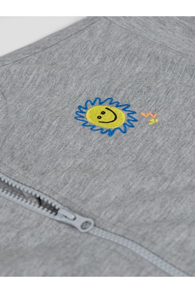 BEETLEBEEZ Kids Unisex Gray Crew Neck Zippered Sweatshirt