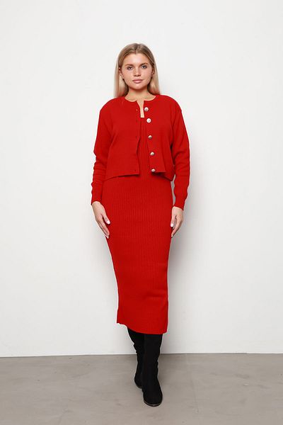 İKLİM LİFE Red Cardigan Knitwear Double Set