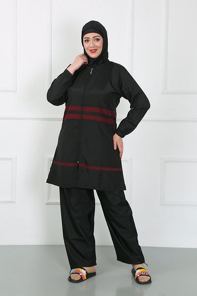 Akbeniz Μαύρο μαγιό Hijab Plus Size - 44025