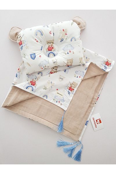 ilkimbebe Teddy Bear Muslin Baby Blanket - Rainbow Pillow