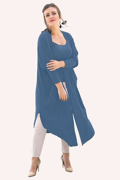 Curvy Trend Casual Cardigan - Side Slit Detail