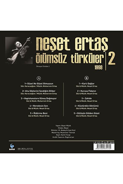 plakmarketi PLAK - Neşet Ertaş / Ölümsüz Türküler 2 (1998)