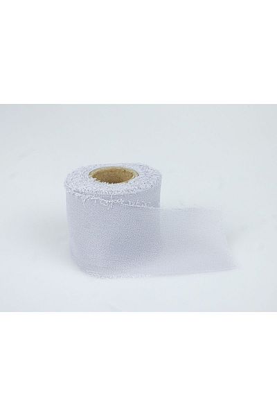 AKEL TEKSTİL Gray Chiffon Ribbon - 4 cm with Weathered Edges