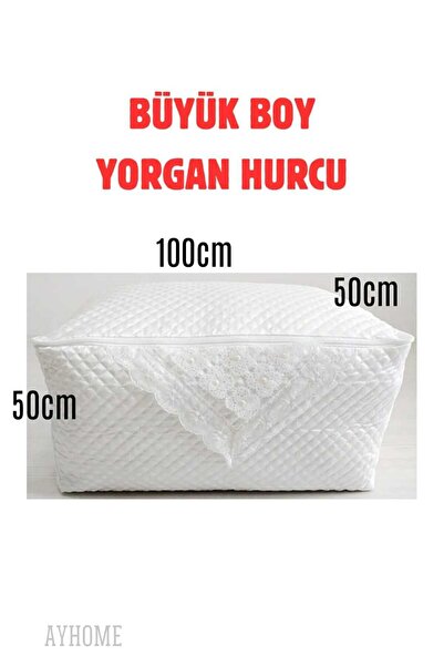 Genel Markalar Pamuk-Saten Incili Saten Beyaz Yorgan Hurcu Kapitoneli Çeyizlik Bohçalık 50 X 50 X 100 Cm Kapitonel