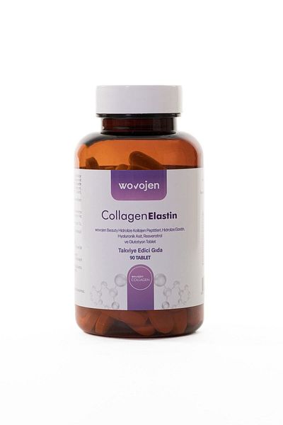 wovojen Collagen Beauty Hydrolyzed Elastin, Hyaluronic Acid, Resveratrol 90 Tablets