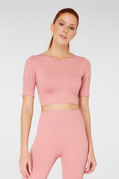 Jerf Naples Kurzarm-Crop-Top Econyl Pink