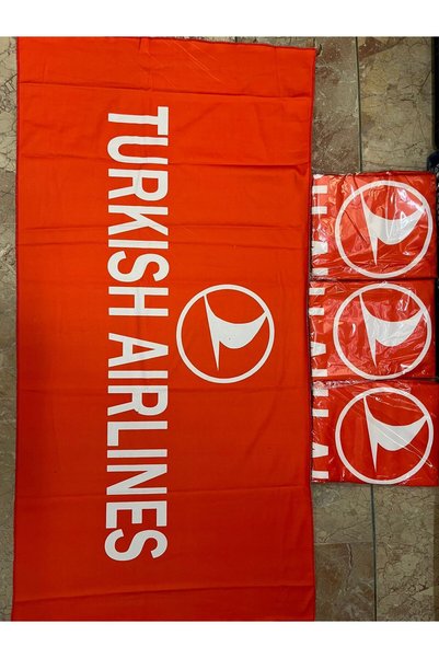 BerSet 1St Quality Printed Turkish Airlines Towel - Large Torpedo Back