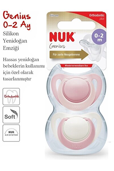 Nuk Genius Silikon Yenidoğan Emzik 0-2 Ay Pembe & Beyaz