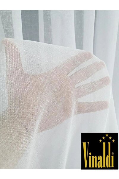 Vinaldi Ecru Natural Linen Tulle Curtain - 1/3 Thick Pleated, Heavy Gramage, Non-Wrinkle Licensed Product