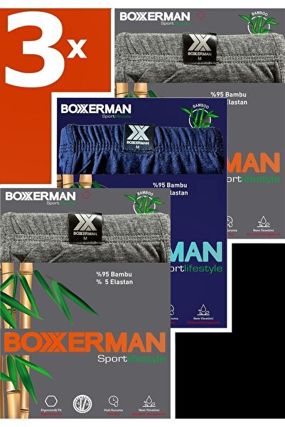 BOXXERMAN Tatkan - Σετ 3 τεμαχίων - Ανδρικά αθλητικά μποξεράκια από μπαμπού