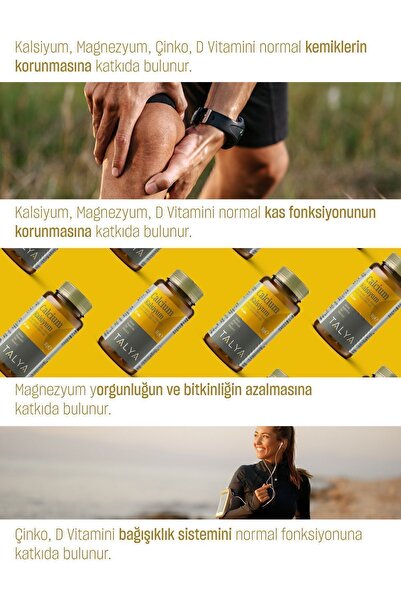 Talya Kalsiyum, Magnezyum, Çinko, Vitamin D Içeren Takviye Edici Gıda, 60 Tablet