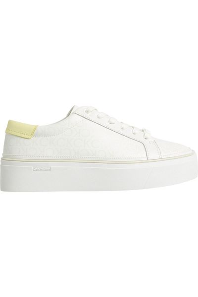 Calvin Klein Damen-Sneaker mit Logo, Plateau-Absatz, bequemer Sohle, geeignet für den täglichen Gebrauch, Weiß Hw0h