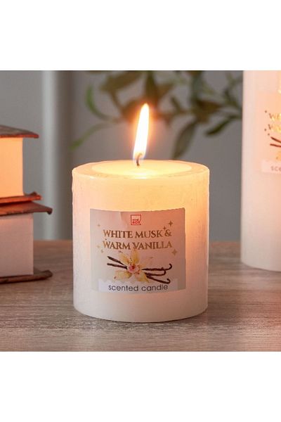 Home Box Qara Vanilla Pillar Candle - 6.8x7 cm